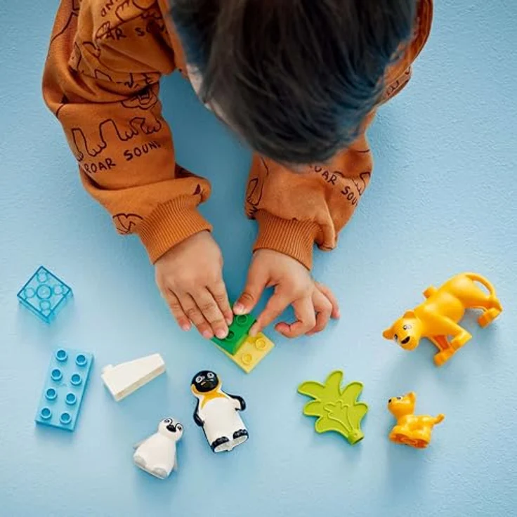 LEGO DUPLO 10442, Wildtierfamilien Pinguine und Löwen, 10-teiliges Lernspielzeug für Kleinkinder ab 2 Jahren, Maße: 22cm x 13cm x 7cm – Bild 4