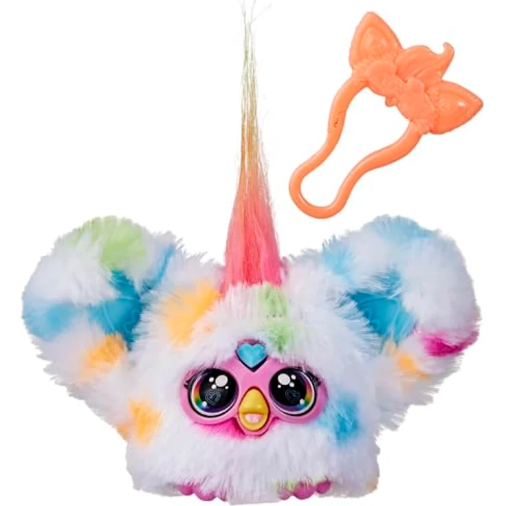Furby Furblets Loo-Lay Mini, interaktives Kuscheltier mit über 45 Geräuschen in Furbisch, weiß-gepunktet, für Kinder ab 6 Jahren, inkl. Schlüsselanhänger – Bild 1