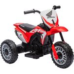 HOMCOM Elektro-Kindermotorrad dreirädriges Motorrad-Auto mit Hupe, Sound, 25 kg Belastbarkeit, (Rot)