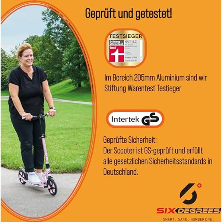 Authentic Sports Alu Scooter 205mm orange Six Degrees - Hochwertiger Aluminium Scooter mit praktischem Klappmechanismus – Bild 5