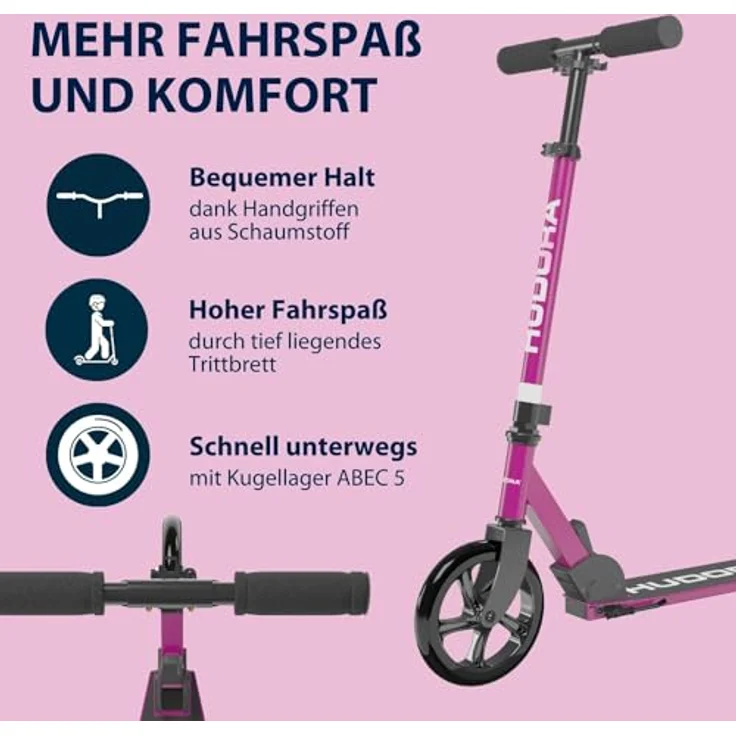HUDORA Scooter Start 200, stabiler Aluminium-Roller, höhenverstellbar & zusammenklappbar, für Kinder & Erwachsene bis 100kg, purple – Bild 3