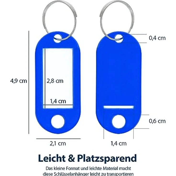 Westcott Schlüsselanhänger 4 Stück | 4er Pack robuste Anhänger zum Beschriften in rot, gelb, blau und grün, mit Metall-Ring – Bild 3