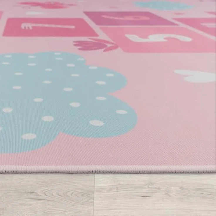 TT Home Kinderteppich, rutschfester Babyzimmer Teppich mit Tiere Weltkarte und Autos, pink, 140x200 cm – Bild 2
