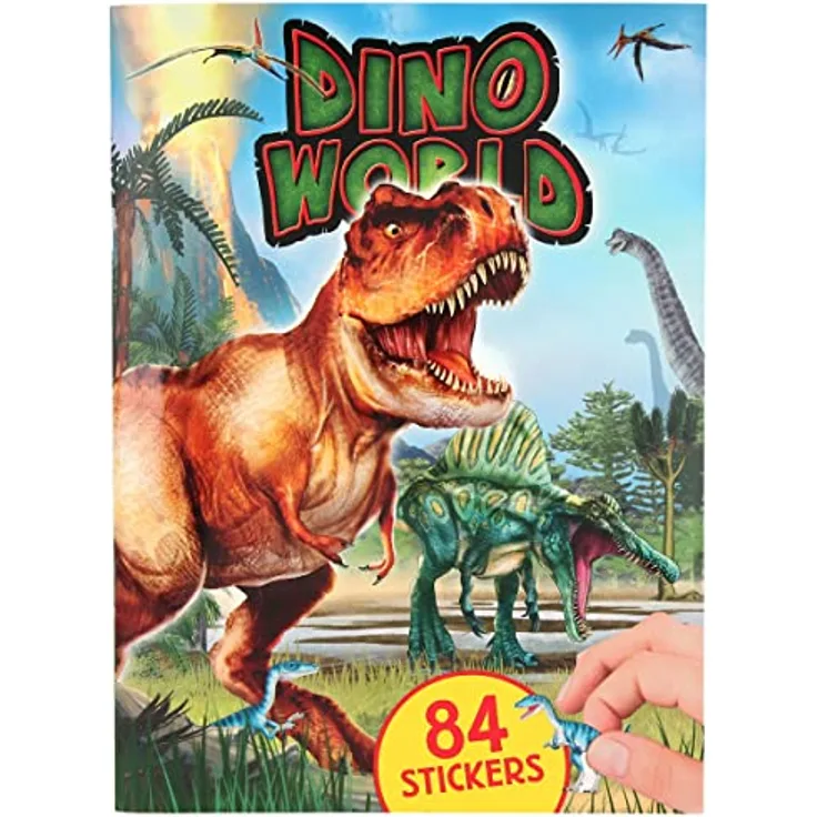 Depesche 11881 Dino World - Sticker-Heft mit 20 Seiten voller Dinosaurier, spannender Urzeit-Szenerien und 84 gepolsterten Stickern aus Schaumstoff