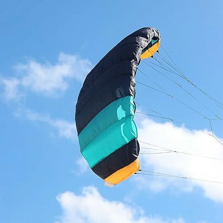 Wolkenstürmer® Paraflex Basic 2-Leiner Lenkmatte 1.2, türkis, flugfertiger Kite Drachen für Kinder ab 6 Jahren, 120 cm Spannweite, robustes Ripstop Polyester, inkl. 2x 25m Schnur und Flugschlaufen – Bild 5