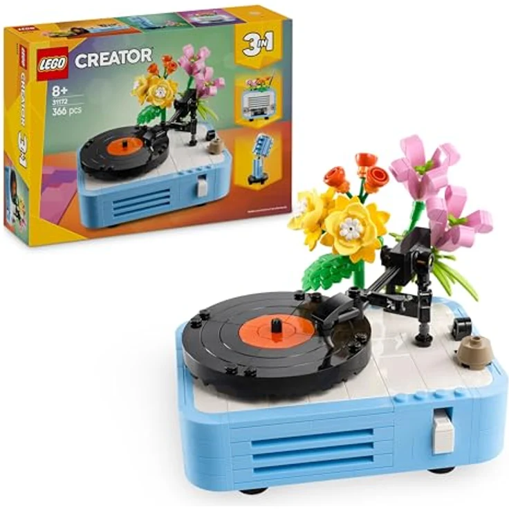 LEGO Creator 3in1 Plattenspieler mit Blumen - Umbaubar in Radio oder Mikrofon - Musik Spielzeuge für Kinder - Kreative Geschenkidee - 31172 – Bild 1
