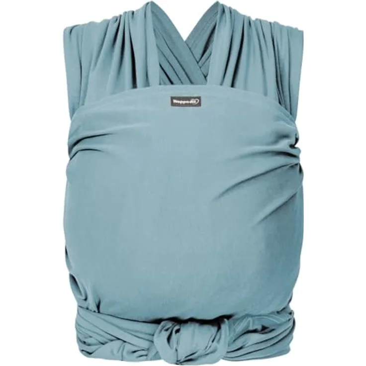 Hoppediz Elastisches Baby-Tragetuch für Neugeborene ab Geburt (2-9 kg), aus 100% Bio-Baumwolle, klassisch 4,60 m, Farbe Ocean