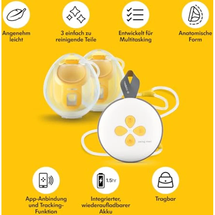 Medela Swing Maxi Hands-free, Elektrische Doppelmilchpumpe mit intuitivem Design, App-Connectivity und ultraleichtem Aufbau – Bild 3