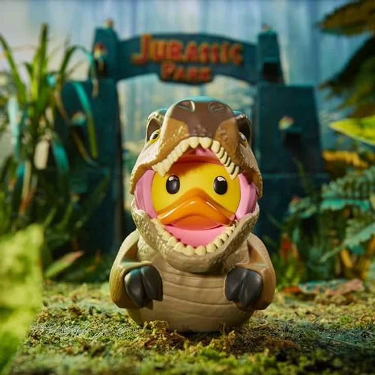 TUBBZ T-Rex Box-Ausgabe Sammler-Vinyl-Gummiente Figur - Offizielles Jurassic World Rebirth Merchandise, 9 cm groß, Display-Box mit Grafik – Bild 3
