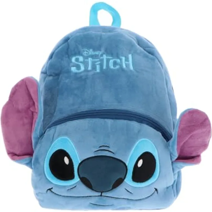 Lilo and Stitch Stitch Plüsch Rucksack, Kuscheliger Kinderrucksack mit Reißverschluss, leicht und bequem, Maße 32 x 27 x 10 cm, offizielles Lizenzprodukt