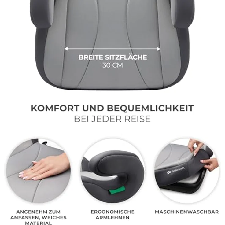 Kinderkraft I-BOOST i-Size, Sitzerhöhung für Kinder (135-150 cm) mit Isofix, 2,5 kg, Grau – Bild 3