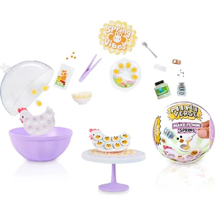 MGA ENTERTAINMENT MGA's Miniverse - Make It Mini Frühlings-Edition, Kreativset zur Gestaltung von Miniatur-Gerichten und Pflanzen, UV-härtendes Harz