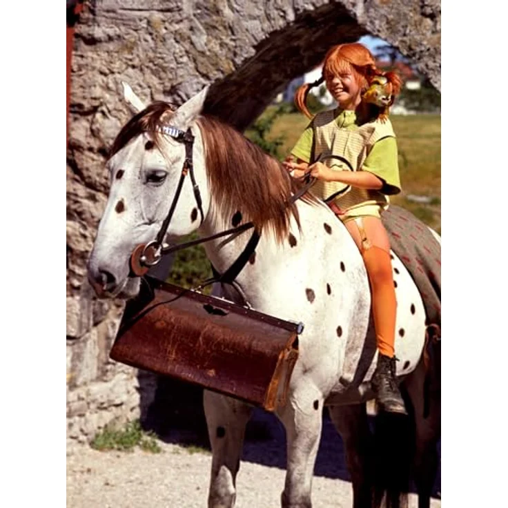 Maskworld Pippi Langstrumpf - Original Filmkostüm für Erwachsene, 4-teilig, gelb/grün, X-Small, lizenziertes Design mit Baumwollshirt und Schürze – Bild 4