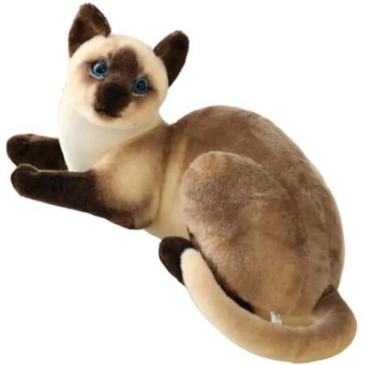 Siamkatze Plüschtier, Flauschige Kuschelkatze 40cm, Hochwertiger Kurzplüsch, Ideal als Geschenk