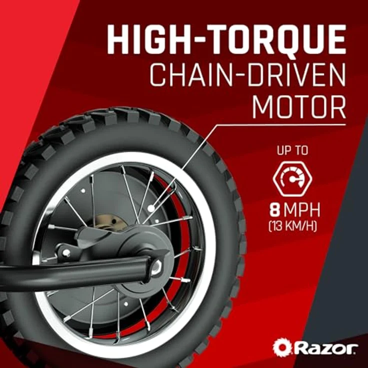 Razor MX125 Dirt Rocket, Kindermotocrosser mit 90 Watt Motor, schwarz – Bild 5
