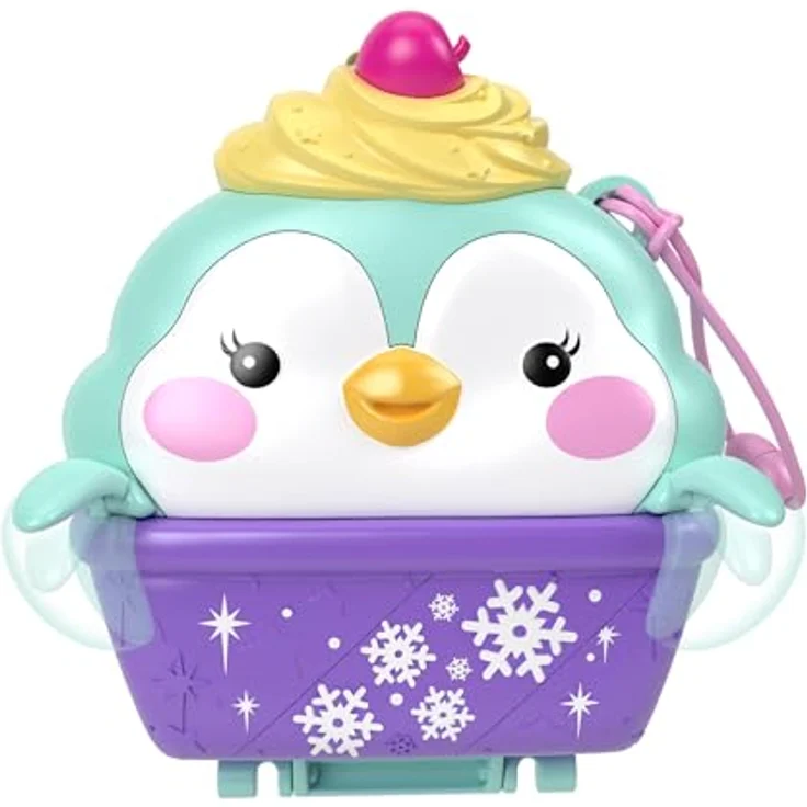 Polly Pocket Winterliche Pinguin Schatulle, Spielset mit 2 Puppen, 12 Accessoires und 6 Winter-Elementen, inklusive Schneemann und Iglu-Rutsche, für Kinder ab 4 Jahren, HRD34 – Bild 4