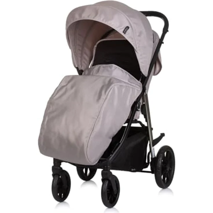 Chipolino Kinderwagen Buggy Insta, klappbar mit Fußabdeckung, 3-fach verstellbarer Rückenlehne, 5-Punkt-Gurtsystem und Federung, grau – Bild 3