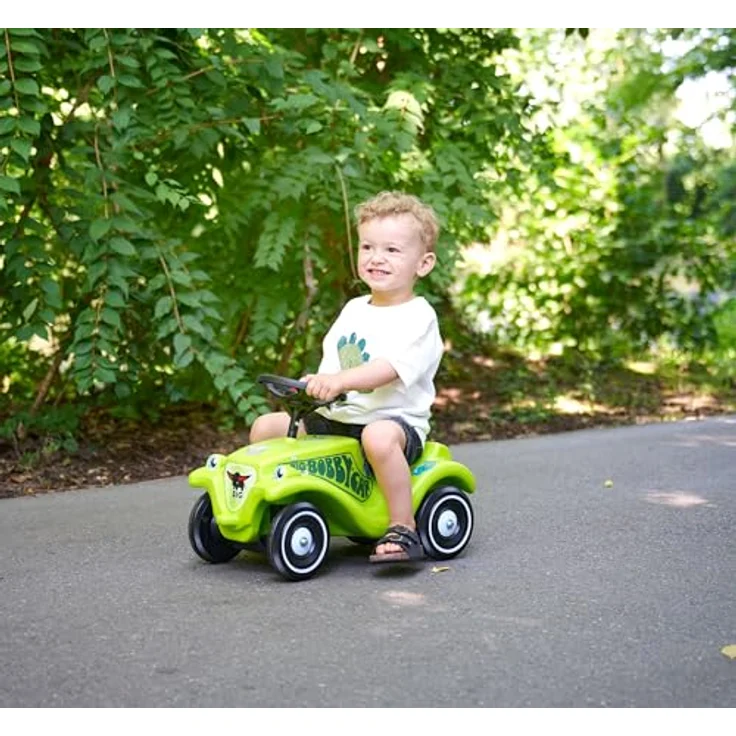 BIG Bobby Car Classic Dino - Rutschauto ab 1 Jahr, Grün-Schwarz mit buntem Dino-Design, Sicherheits-Lenkrad und Hupe - für Kinder bis 50 kg – Bild 5