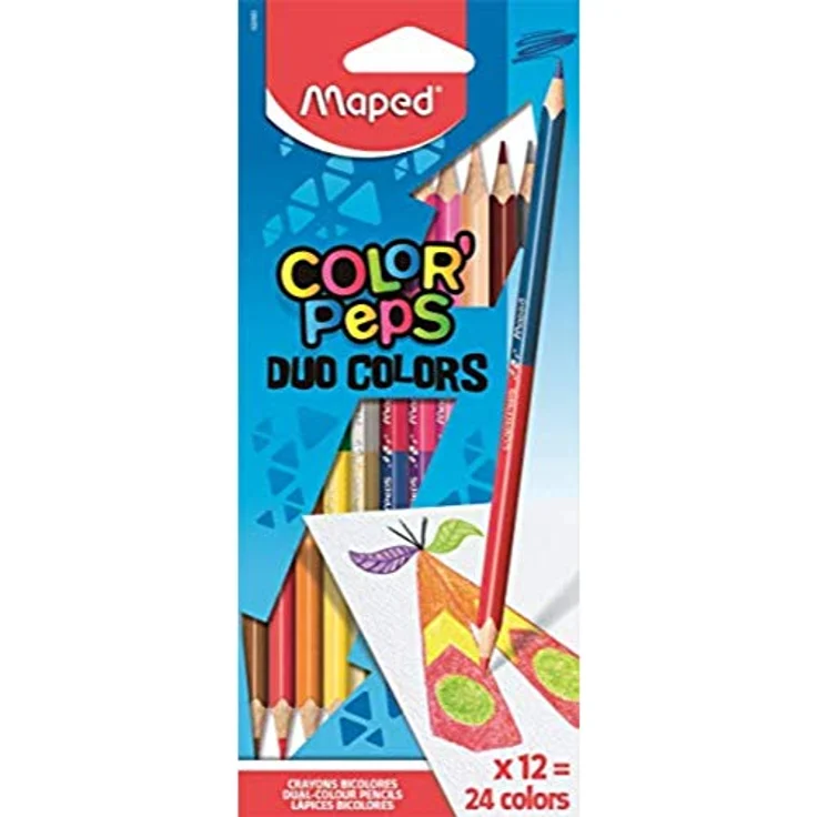 Maped Buntstift Colopeps Duo, 12-tlg, 24 Farben - Maped Farbstifte mit bruchsicherer Mine und 2 Spitzen, 12 verschiedene Farbkombinationen – Bild 1