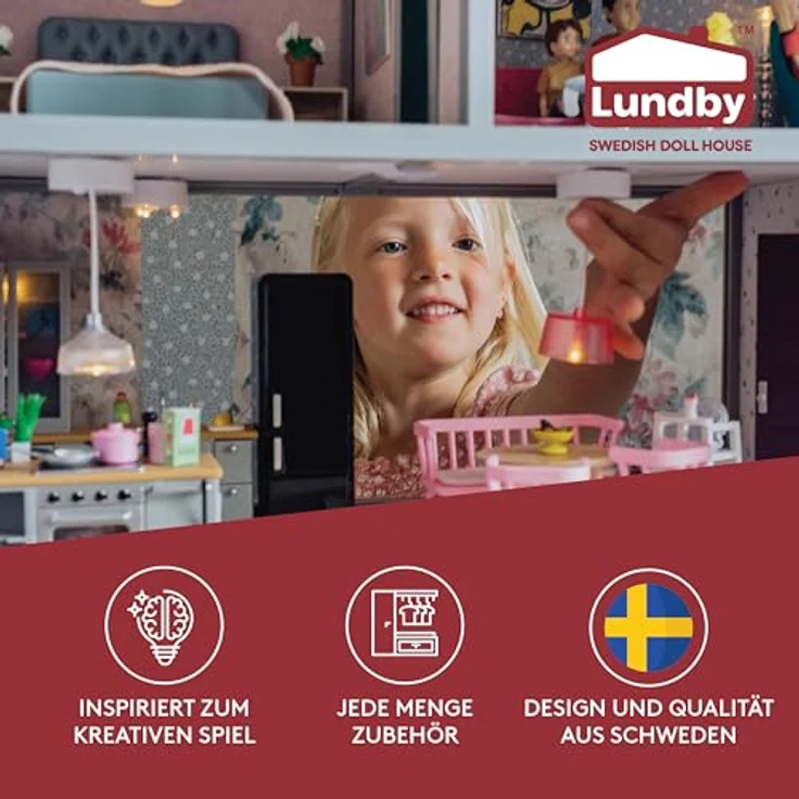 Lundby Puppenhausmöbel Puppenhauszubehör, 2 Teile, aus natürlichen Materialien, ab 4 Jahren – Bild 2