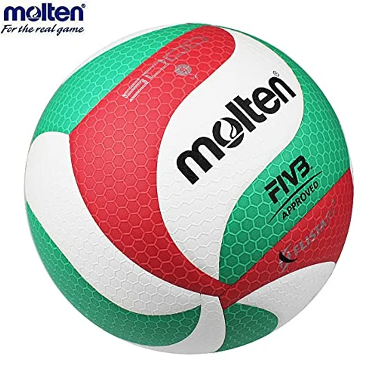 Molten Flistatec Volleyball, offizieller Spielball mit verbesserter Flugstabilität und hexagonaler Struktur, rot/weiß/grün – Bild 5