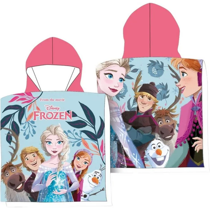 Disney Frozen Badeponcho Kinder Hoody Towel aus Microfaser Badeponcho mit Kapuze, 100x50 cm