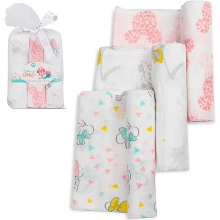 Interbaby MN018 Pack 3 Gaze Baumwolle Disney Minnie Mouse, weiß, 100 g – Bild 2