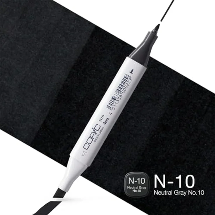 Copic Classic Marker Typ N - 10, neutral gray No. 10, professioneller Layoutmarker mit dualem Spitzensystem – Bild 2