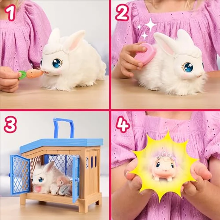 Little Live Pets Mama Surprise Häschen, Interaktives Spielset mit 20+ Geräuschen & Reaktionen, Accessoires zum Stylen - Little Live Pets Mama Surprise Häschen, Mama Häschen zum Füttern & Pflegen, bekommt 3 Babys, mit Mama Häschen & Stall – Bild 5