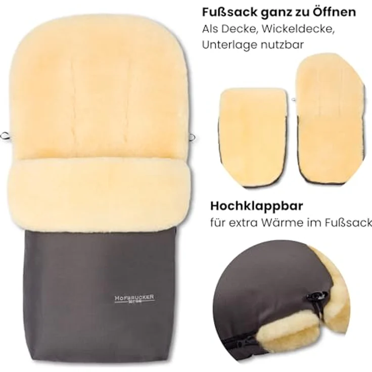 Hofbrucker - Lambskin footmuff for stroller Putzi grau – Bild 4