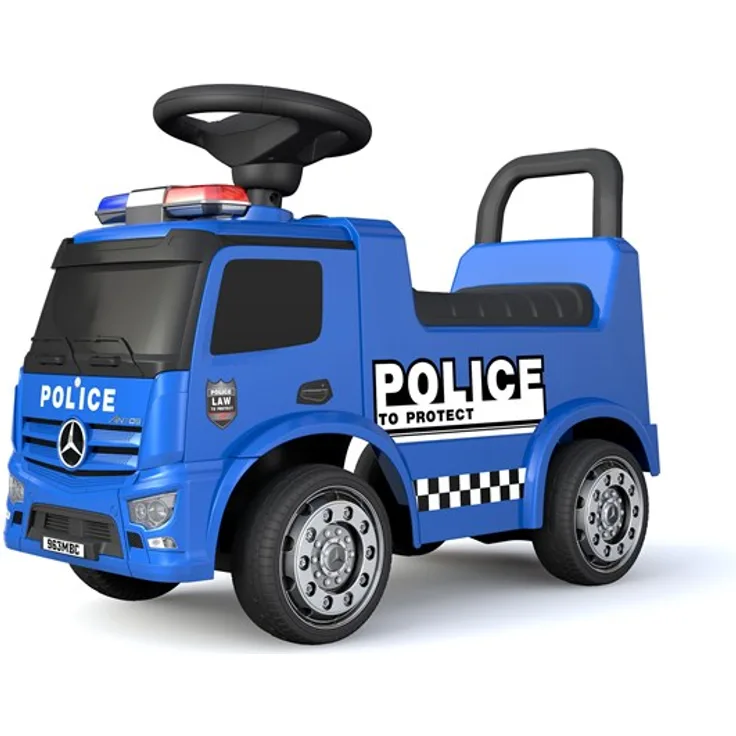 Mercedes Antos Polizei-Rutschauto mit Sirenen und Blaulicht, für Kinder bis 23 kg, Höchstgeschwindigkeit wie beim Rennen