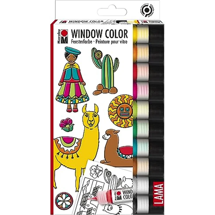 Marabu Sticker Marabu Window Color Set LAMA, 10 x 25 ml - Bunte Lama-Welt, Wasserbasierte Fenstermalfarbe – Bild 2