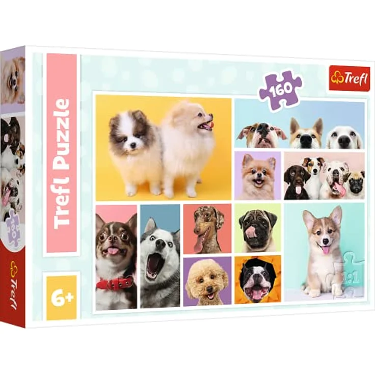Trefl Hundefreundschaft Puzzle, 160 Teile mit bunten Hundecollagen, 410 x 275 mm, für Kinder ab 6 Jahren – Bild 1