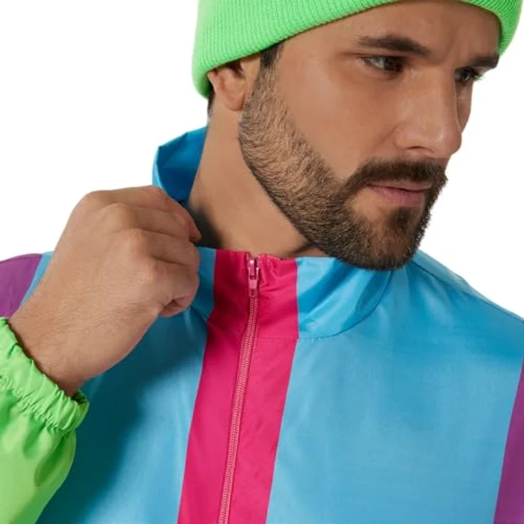 dressforfun Skianzug Herren, Ski Kostüm, Jogginganzug Kostüm Herren, Fasching, 90er Jahre Outfit, Apres Ski, Karneval, Lila, blau, grün, pink - S – Bild 4