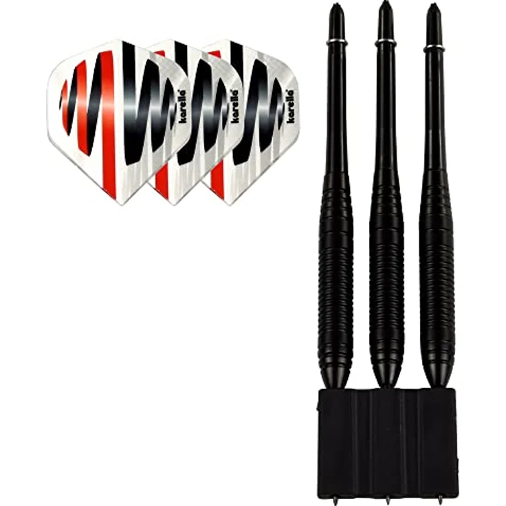 Karella Steeldart Blackstar 21 g, Dartpfeile aus Messing mit Nylonschaft und 100 Mic. Flights – Bild 2