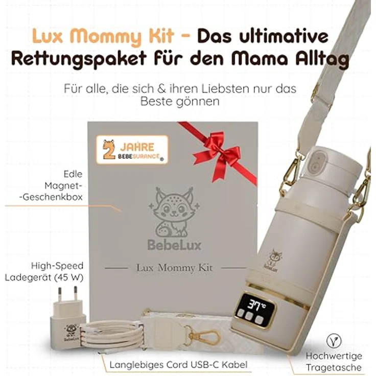 BEBELUX V2 Lux Mommy Kit, Babyflaschenwärmer mit 15-Flaschen Kapazität, BPA-frei, Sterilisation bis 100 °C, beige – Bild 5