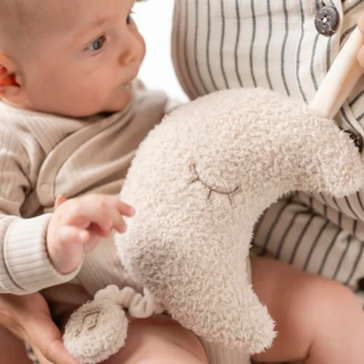 Nattou Aktiv-Kuscheltier Mond Teddy aus Polyester mit Musik, Zum Aufhängen, ca. 25 cm, Beige – Bild 2
