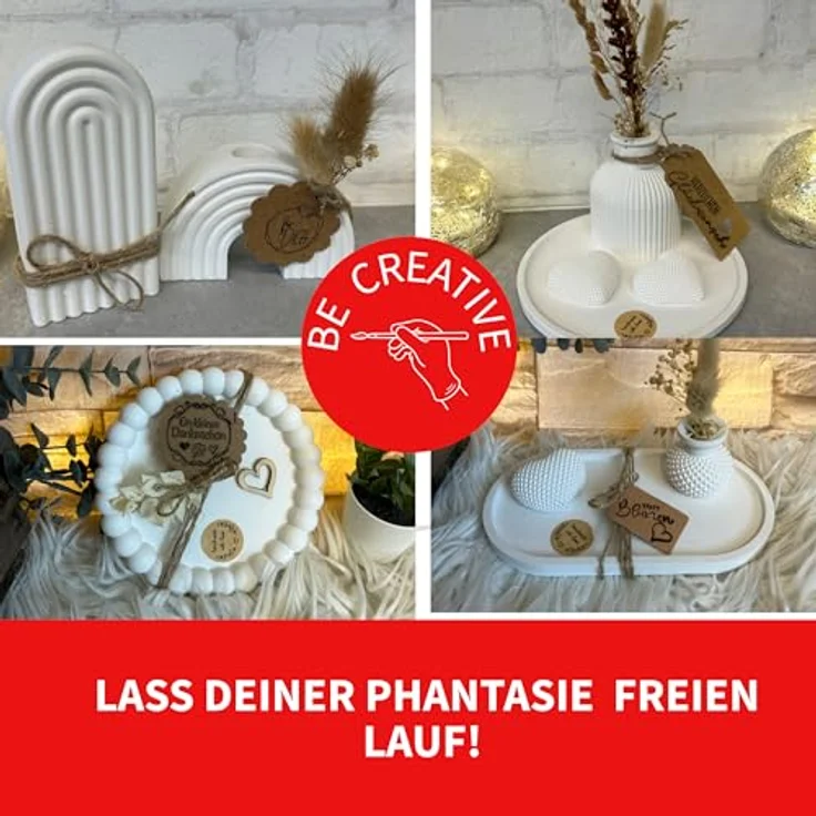 HobbyFun Gießmasse KERAflott, 2 x 5 kg, weiß, bruchfest, bemalbar, keramik- und porzellanähnliche Oberfläche – Bild 4
