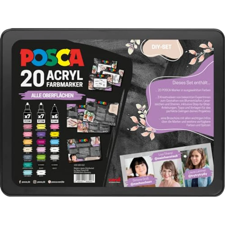Faber-Castell POSCA Marker Set, 20er Etui, wasserbasierte Tinte, verschiedene Spitzen, inkl. Anleitungen – Bild 4