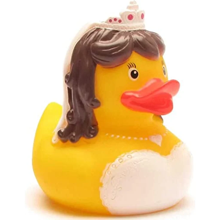 Duckshop Badeente - personalisierbar (Braut Ente), mit eigenem Wunschtext bis 10 Zeichen, 8 cm aus Vinyl – Bild 3