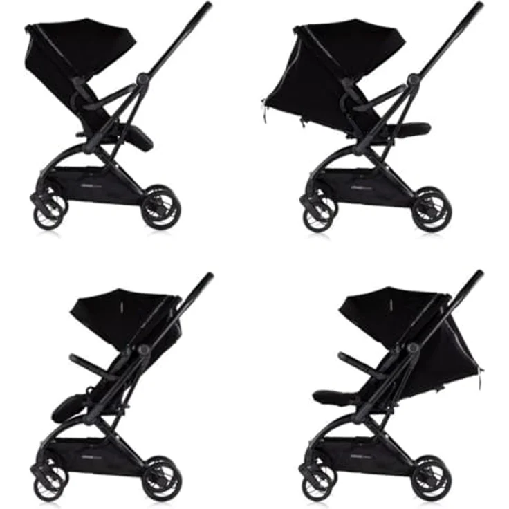 Chipolino Kinderwagen Revolut, 360° drehbarer Sitz, verstellbar, EVA-Reifen, schwarz – Bild 4