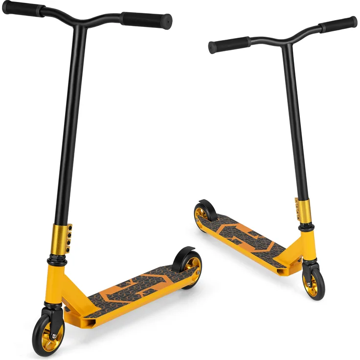 Costway Stunt-Scooter für Kinder ab 10 Jahren, Pro-Trickroller mit 2 PolyurethanRädern und breitem Aluminiumdeck, leichter Freestyle-Street-Scooter Grün