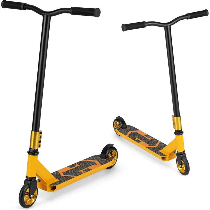 Costway Stunt-Scooter für Kinder ab 10 Jahren, Pro-Trickroller mit 2 PolyurethanRädern und breitem Aluminiumdeck, leichter Freestyle-Street-Scooter Grün