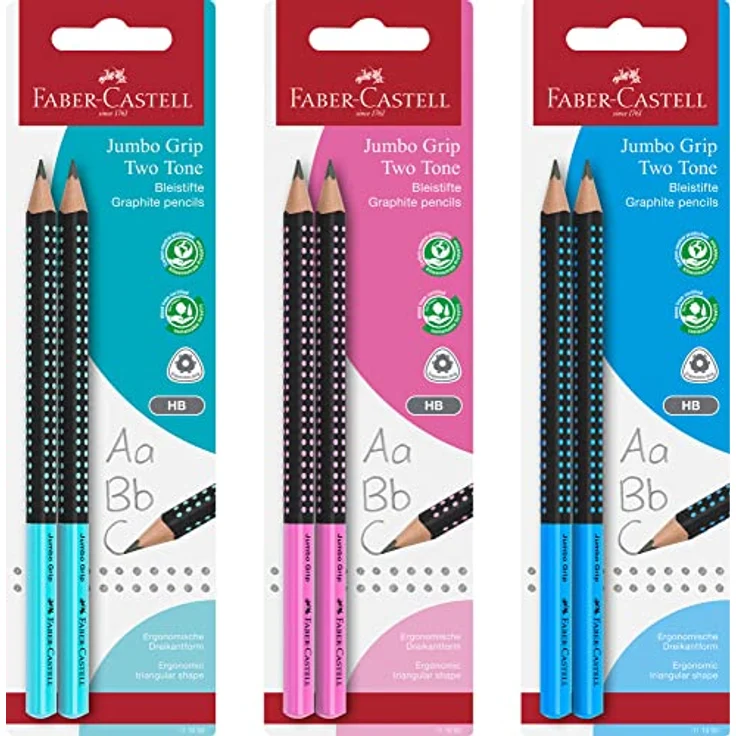 Faber-Castell Jumbo Bleistift Grip Two Tone, ergonomische Dreiecksform mit Soft Grip Zone – Bild 1