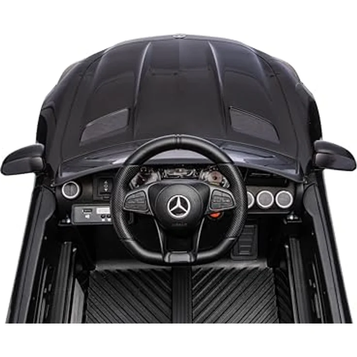 FINOOS Mercedes GTR AMG Kinder Elektroauto, 12V mit Fernbedienung, Schwarz, 2x 30W Motoren, echte Federung, Sanftanlaufsystem – Bild 6