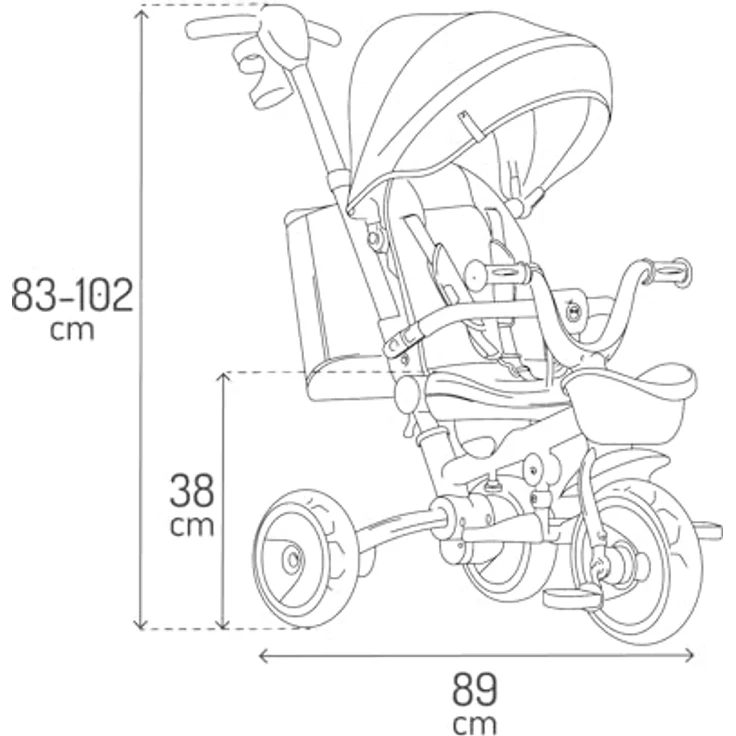MoMi IVI 3-in-1 Kinderdreirad, beige, mit 360° drehbarem Sitz, Schiebestange & Sonnendach, 3-Punkt-Gurt, PU-Räder – Bild 11