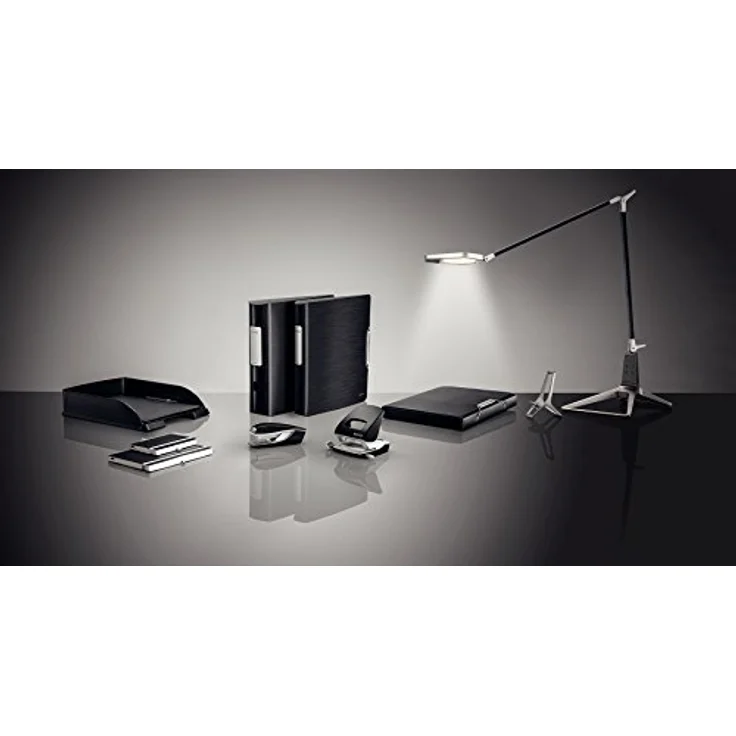 Leitz Büro Locher aus Metall, Für 30 Blatt, Anschlagschiene mit Formatangaben, Ergonomisches Design, Satin schwarz, Style Serie, 50066094 – Bild 4