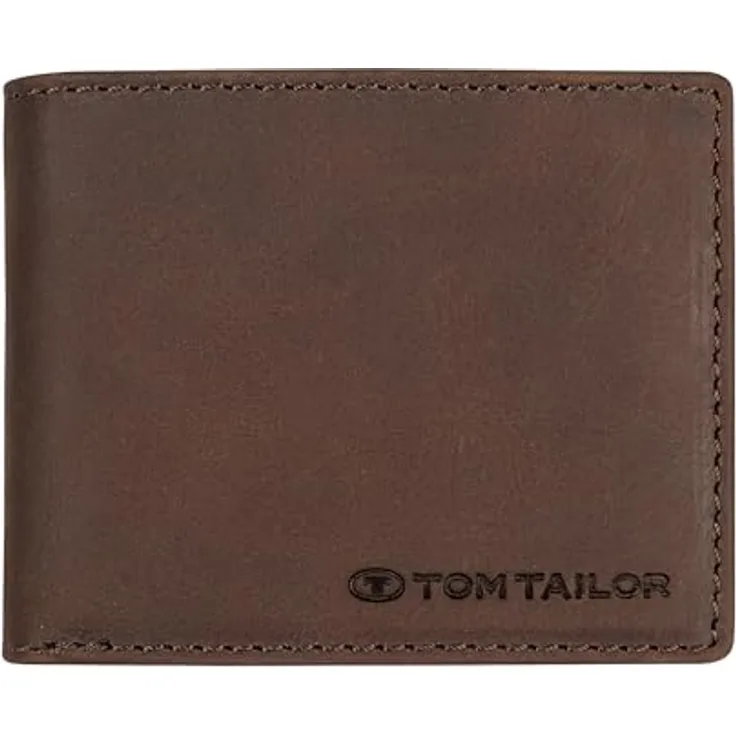 TOM TAILOR Ron Herren Geldbörse RFID Klein Querformat Leder Braun