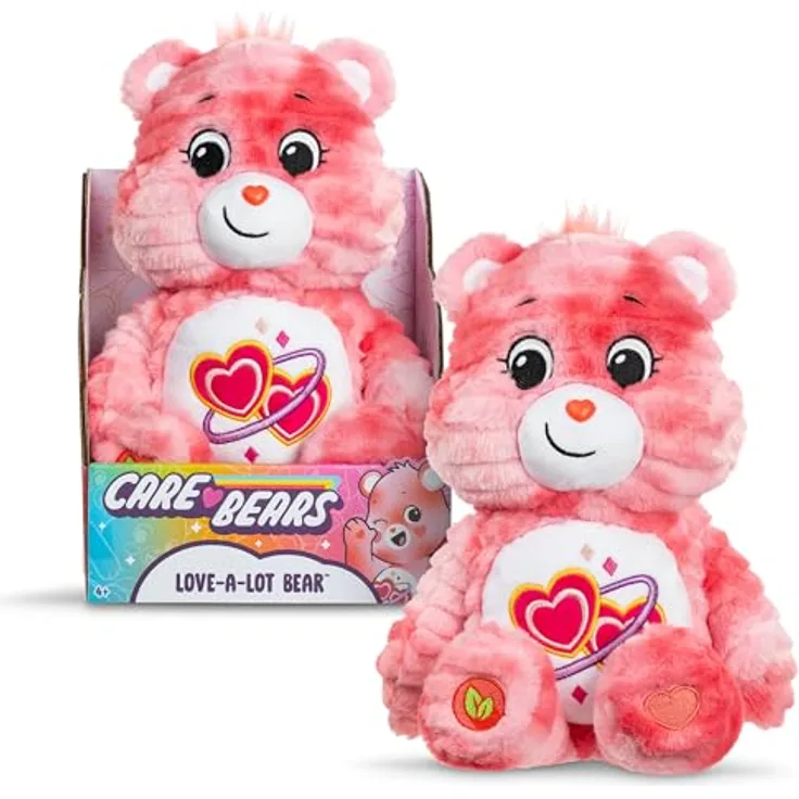 Troetelbeertjes Care Bears Kuscheltier 35cm Colour Splash Love-a-Lot Bear, Plüsch-Teddybär mit detailliertem Belly Badge-Design