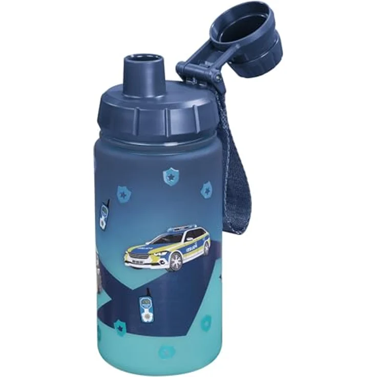 Step by Step Trinkflasche „Police“, BPA-frei, für heiße und kohlensäurehaltige Getränke, blau, 0,55 Liter – Bild 1